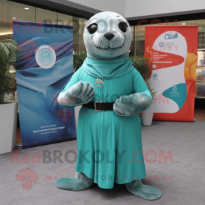 Teal Seal maskot kostume...