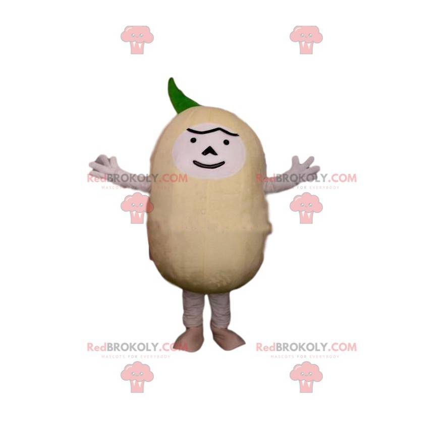 Cream character mascot with a green puff - Redbrokoly.com