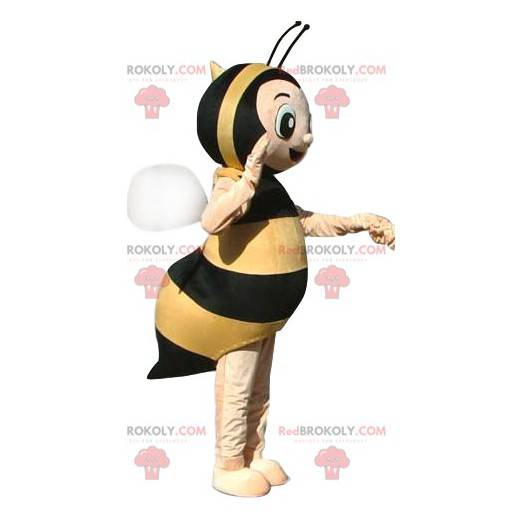 Mascotte d'abeille très heureuse. Costume d'abeille -