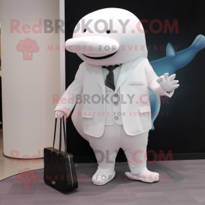 White Whale mascot costume character dressed with a Dress Pants and Coin purses