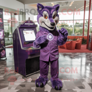 Purple Wolf maskot drakt...