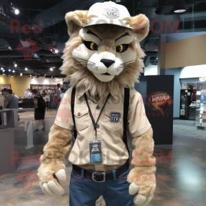 Beige Lynx maskot kostume...