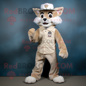 Beige Lynx maskot kostume...