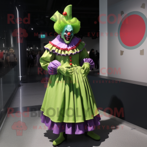 Limegrønn Evil Clown maskot...