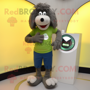 Olive Shepard'S Pie mascot costume character dressed with a Jeggings and Bracelet watches