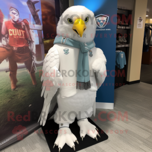 White Eagle mascot costume character dressed with a Long Sleeve Tee and Scarf clips