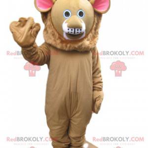 Beige leeuw mascotte met een schattig gezicht - Redbrokoly.com