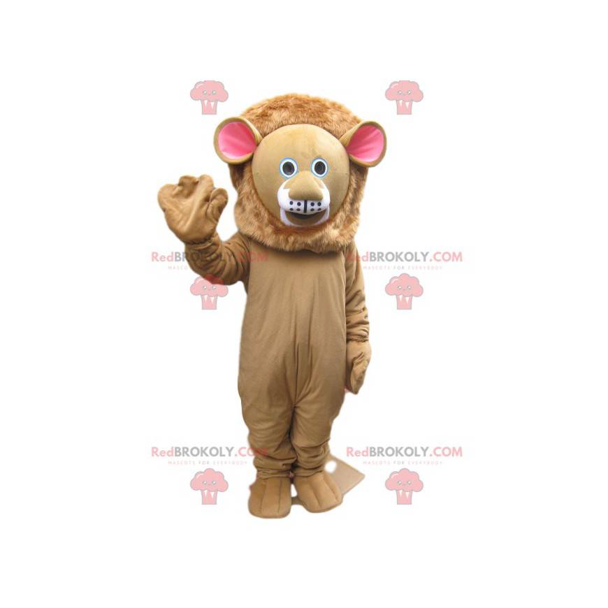 Mascotte de lion beige avec un visage tout mignon -