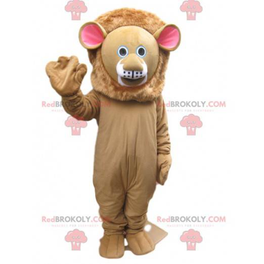Beige Löwe Maskottchen mit einem niedlichen Gesicht -