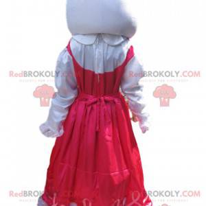 Mascotte de Hello Kitty avec une robe en satin fushia -