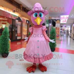 Pink Tyrkiet maskot kostume...