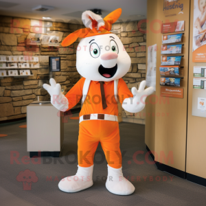 Orange Ermine mascot costume character dressed with a Bermuda Shorts and Cummerbunds