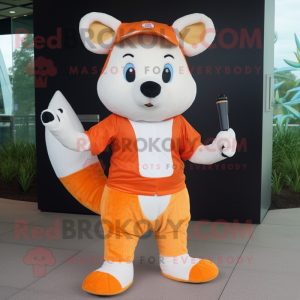 Orange Hermelin maskot...