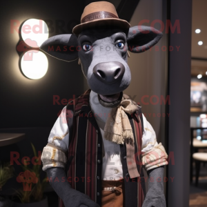 nan Okapi mascot costume character dressed with a Vest and Hat pins