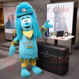 Cyan Chief mascotte kostuum...