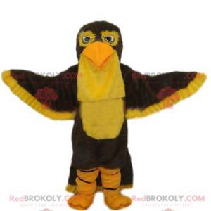 Braunes und gelbes Adlermaskottchen. Adler Kostüm -