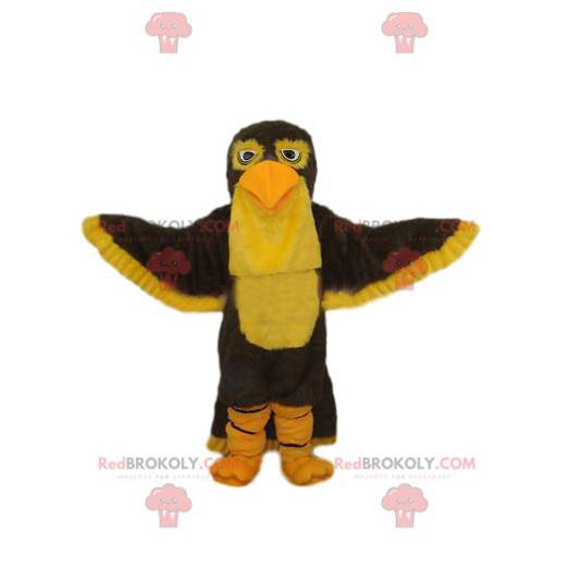 Mascotte d'aigle marron et jaune. Costume d'aigle -