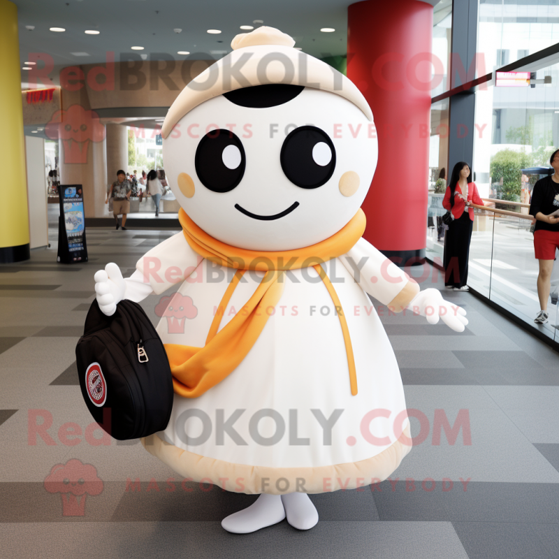 Cream Pho mascot costume character dressed with a Circle Skirt and Handbags Cream Pho mascot costume character dressed with a Circle Skirt and Handbags