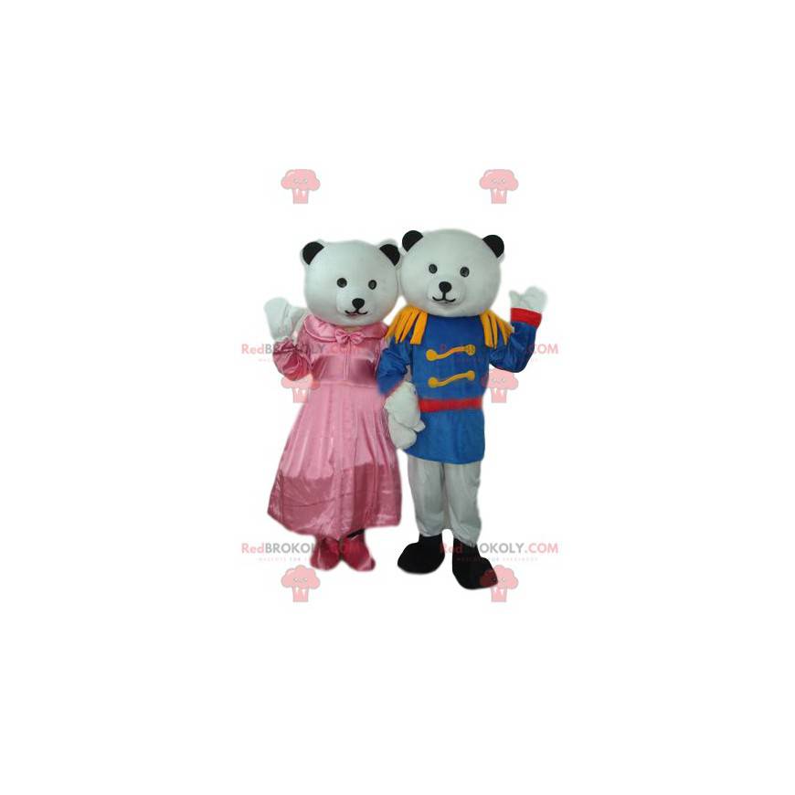Maskottchen-Duo aus Teddybär und weißem Teddybär in Princes
