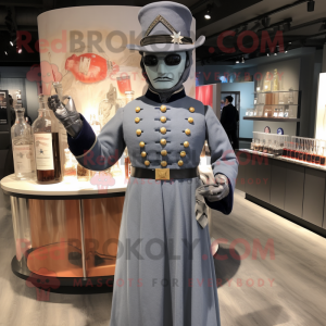 Gray Civil War Soldier mascot costume character dressed with a Cocktail Dress and Brooches