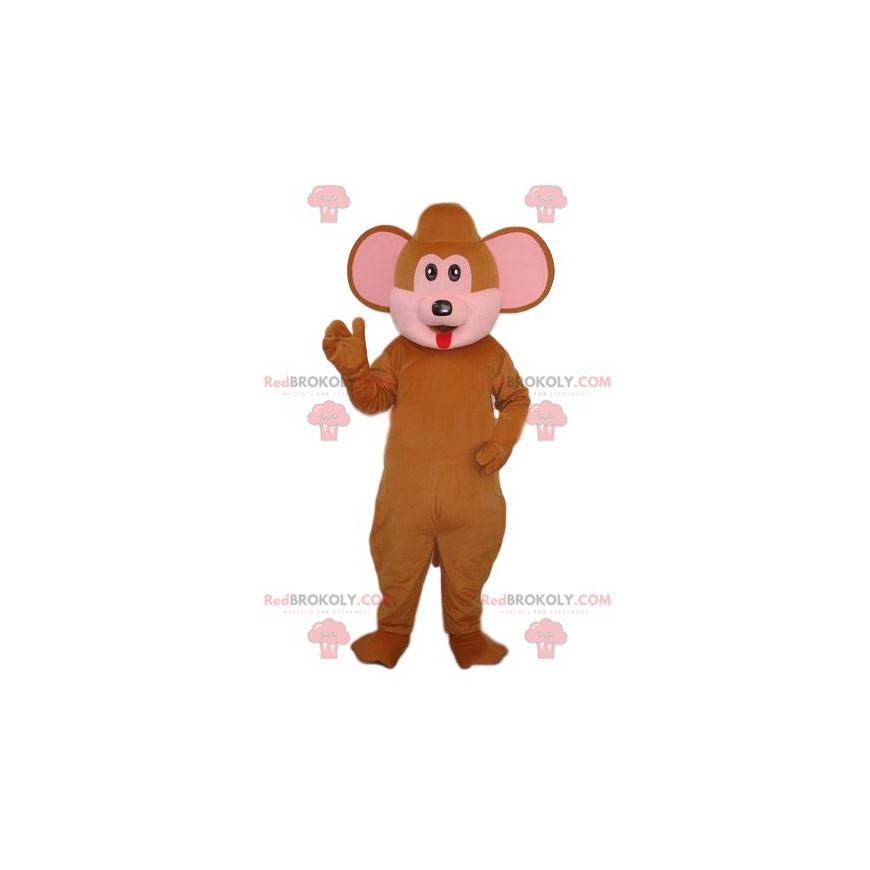 Braunes Affenmaskottchen mit großen Ohren - Redbrokoly.com