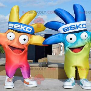 2 mascots of very colorful giant hands - Redbrokoly.com