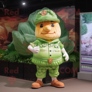 Peach Cabbage Leaf maskot...