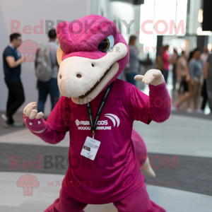 Magenta Velociraptor maskot...