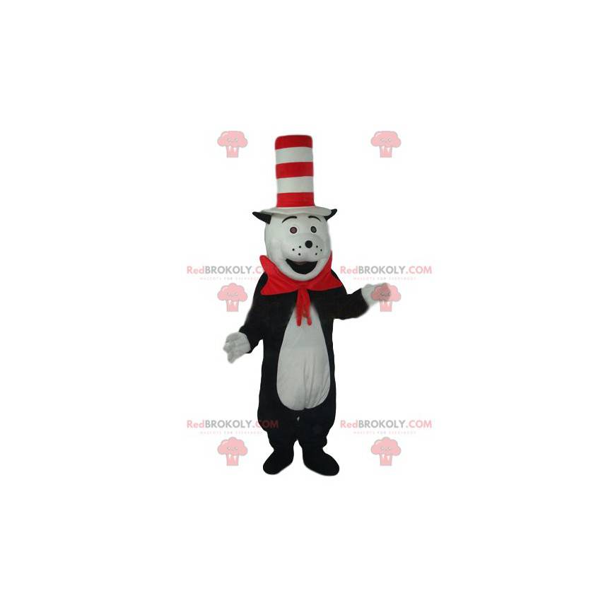 Zwart-witte kat mascotte met een grappige hoed - Redbrokoly.com Zwart-witte kat mascotte met een grappige hoed - Redbrokoly.com