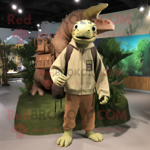 Tan Iguanodon maskot drakt...