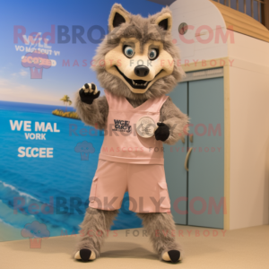 Beige Say Wolf mascotte...