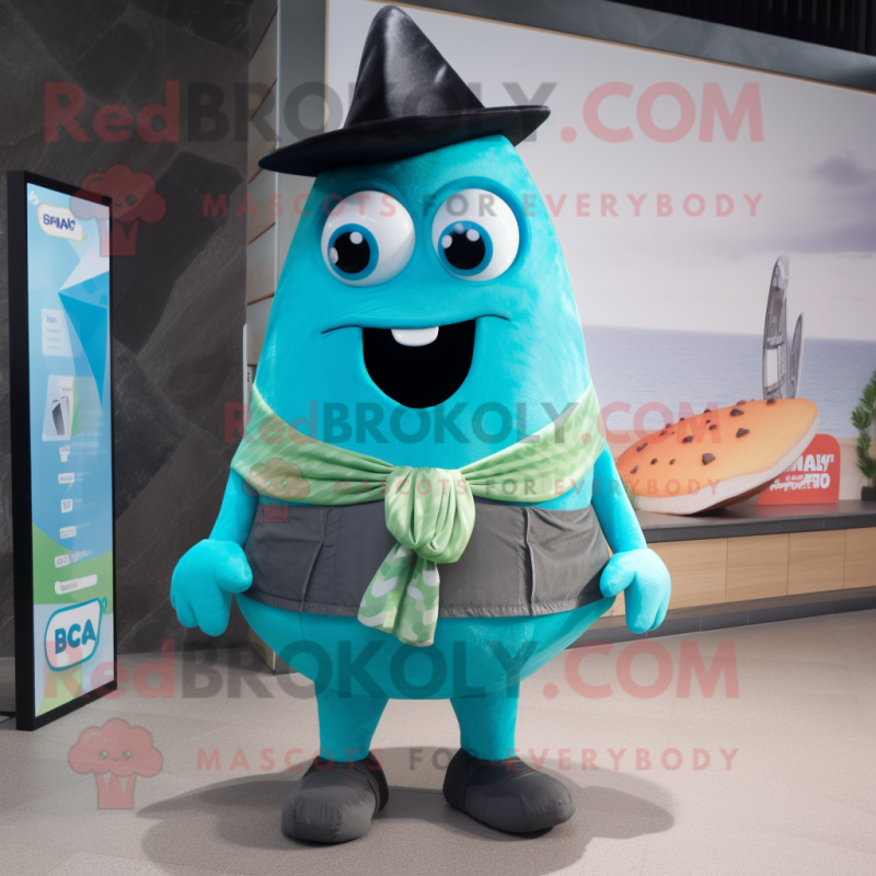 Cyan Enchiladas mascot costume character dressed with a Swimwear and Bow ties