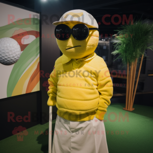 Gele golfbal mascotte...