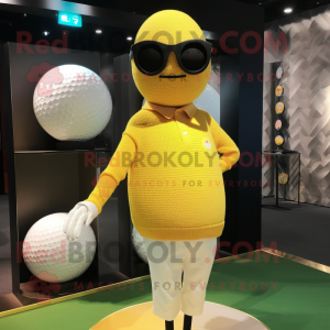 Gele golfbal mascotte...