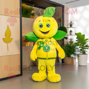 Citrongul Firkløver maskot...