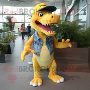 Geel Tyrannosaurus mascotte...