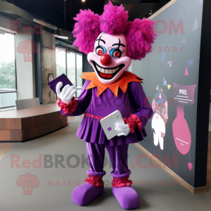 Magenta Evil Clown mascotte...