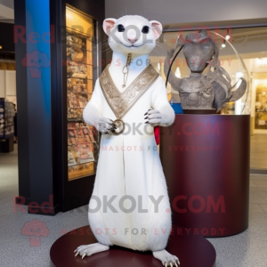 White Mongoose mascot costume character dressed with a Sheath Dress and Bracelets