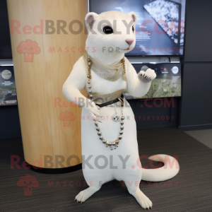 White Mongoose mascot costume character dressed with a Sheath Dress and Bracelets