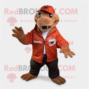 Rode Komodovaraan mascotte...