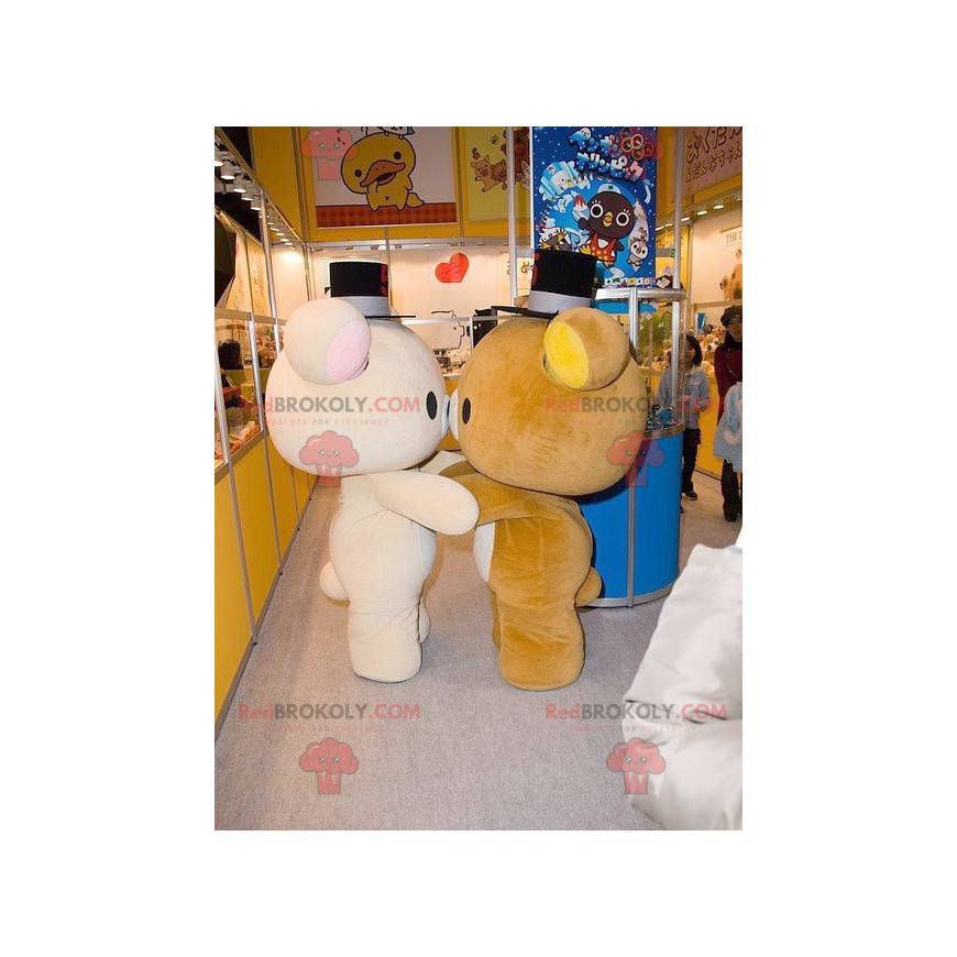 2 very cute beige and brown teddy bear mascots - Redbrokoly.com