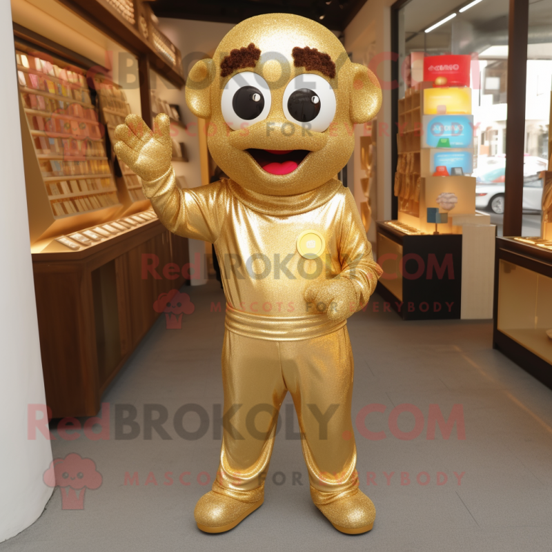 Gold Rainbow mascot costume character dressed with a Henley Shirt and Belts Gold Rainbow mascot costume character dressed with a Henley Shirt and Belts