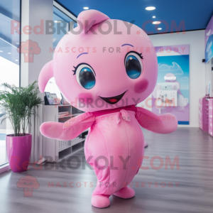 Pink Whale maskot kostume...