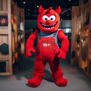 Red Demon maskot kostume...