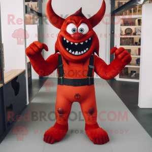 Red Demon maskot kostyme...