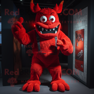 Red Demon maskot kostume...