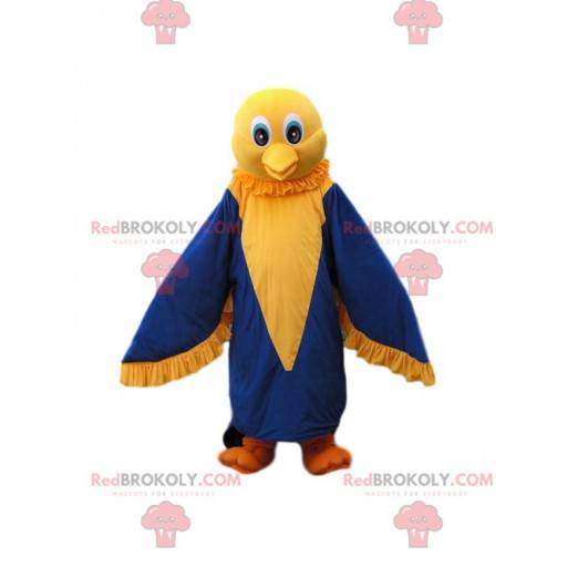 Maskottchen niedlichen kleinen gelben und blauen Vogel -