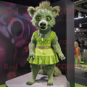 Grön hyena maskot kostym...