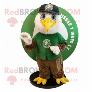 Forest Green Bald Eagle mascot costume character dressed with a Circle Skirt and Beanies