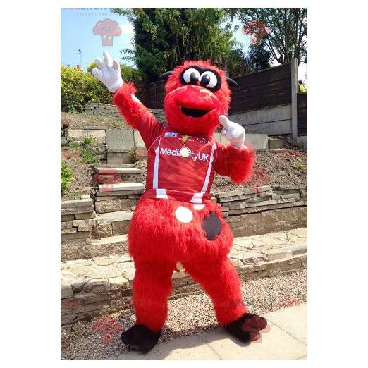 All hairy red and black monster mascot - Redbrokoly.com